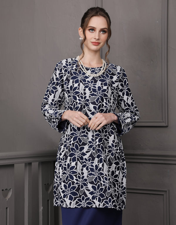 BAJU KURUNG PAHANG MODEN GIANNA (NAVY BLUE)